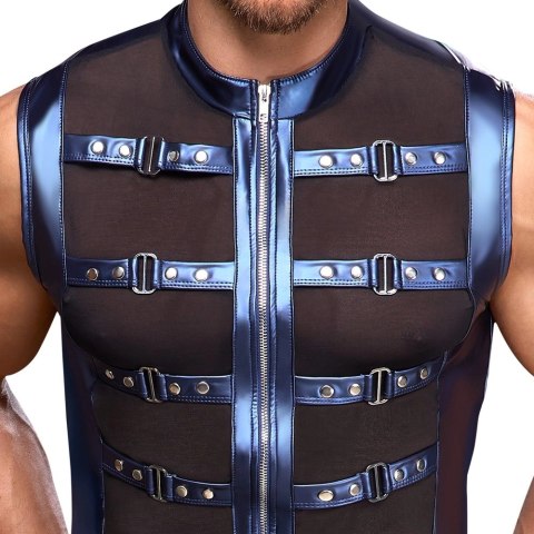 NEK Koszulka Bezrękawnik L Niebieski z Czarnymi Siatkowymi Wstawkami