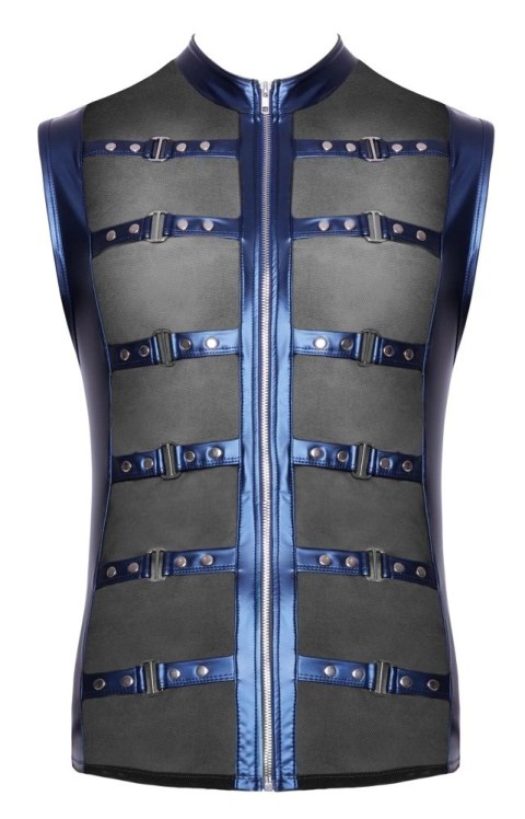 NEK Koszulka Bezrękawnik Siateczkowy Niebieski z Czarnymi Wstawkami S