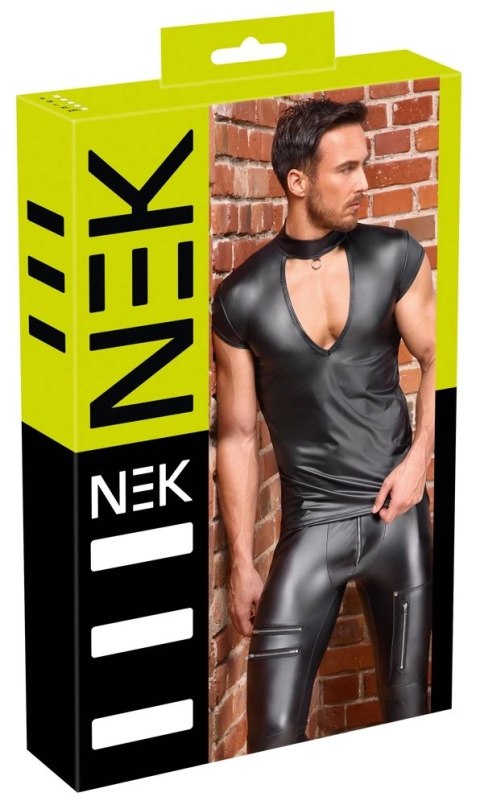 NEK Koszulka Męska Czarna Matowa z Wycięciem V M