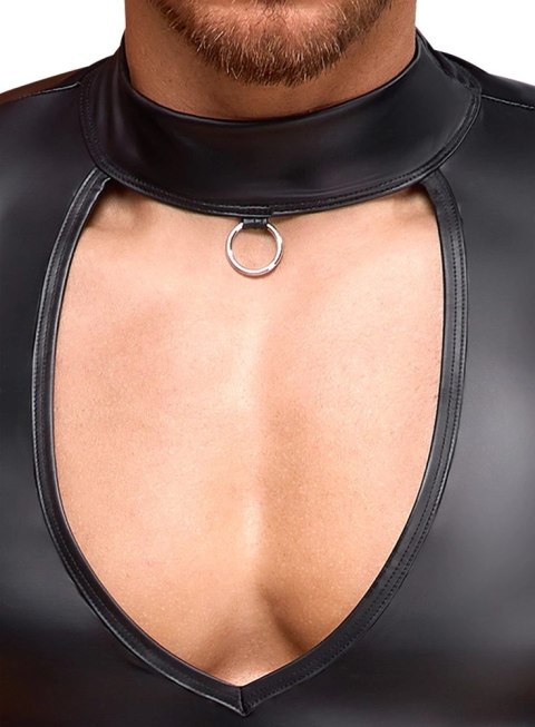 NEK Koszulka męska matowa czarna L z wycięciem i pierścieniem