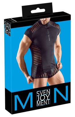 Svenjoyment Koszulka Męska Czarna z Kołnierzykiem i Zamkiem S