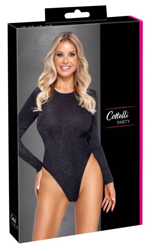 Cottelli PARTY Body M czarne ze srebrnym połyskiem brokatowy materiał