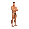 Male Power Micro Tanga S/M Czarna z Pierścieniem Silikonowym Czerwonym