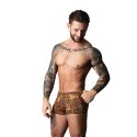 Male Power Pantalon Corto XL z pierścieniem silikonowym, wzor leopard brązowy