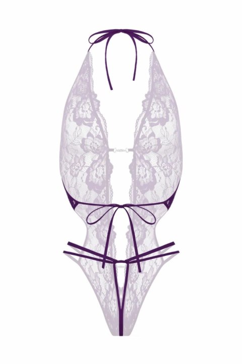 Renee Body z Koronką i Stringami, Fioletowy, Regulowane Ramiączka S/M