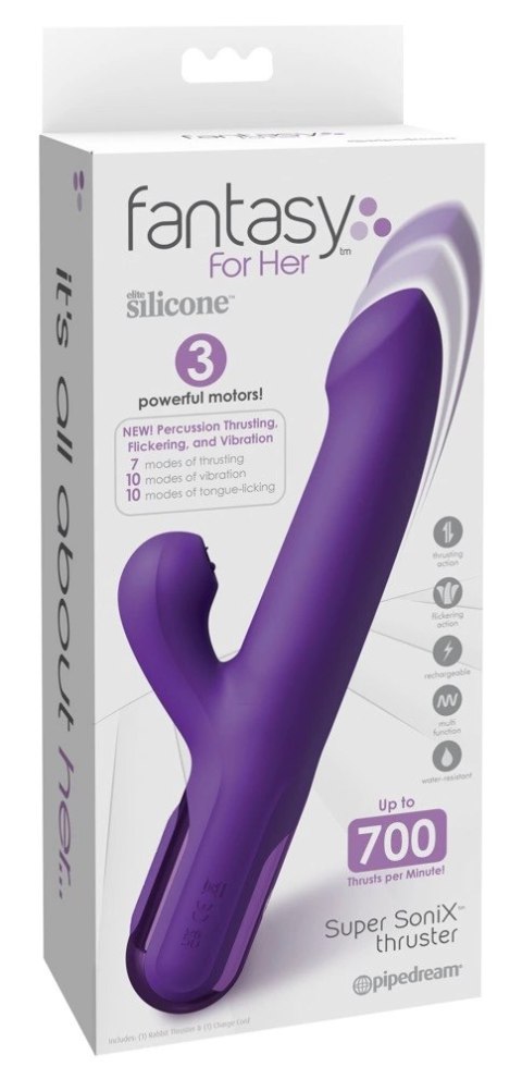 Fantasy For Her Super SoniX Thruster Purpl silikonowy model z funkcją pchnięć