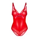Obsessive Aliosa Body L/XL Czerwony z Koronką i Fiszbiny