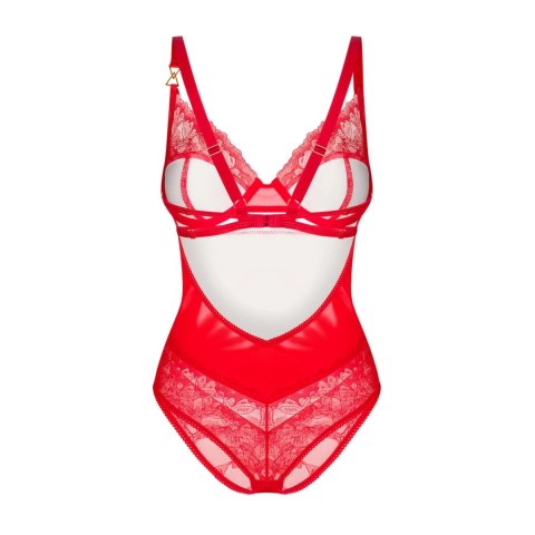 Obsessive Aliosa Body L/XL Czerwony z Koronką i Fiszbiny
