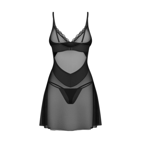 Obsessive Stelisa komplet koszulka i stringi czarny L/XL regulacja