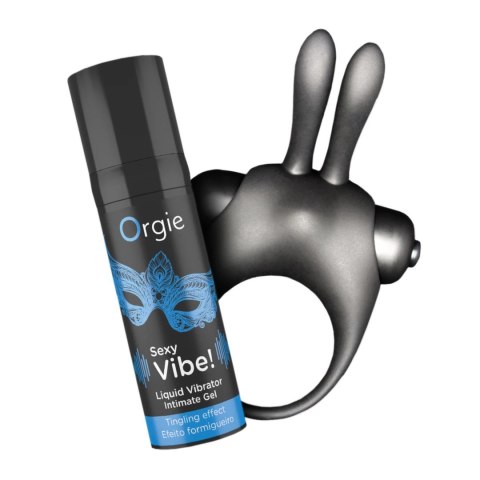 Orgie Orgasmic Bunny - wibrujący pierścień kroliczek 10 trybow + żel 15 ml