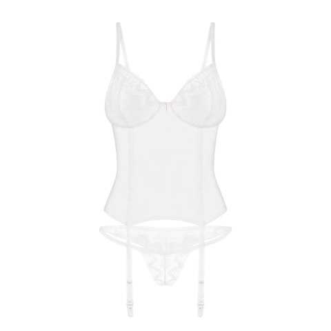 Obsessive Alissium komplet biały gorset+stringi M/L z koronką