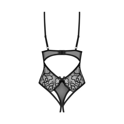 Obsessive Blomentis Body czarne XS/S z siateczką i koronką, regulacja