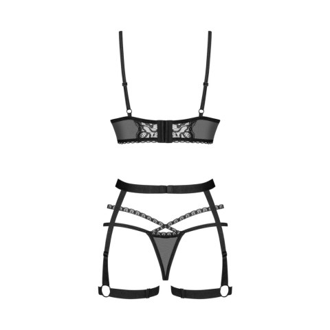 Obsessive Blomentis komplet 3-częściowy czarny XS/S elegancki design