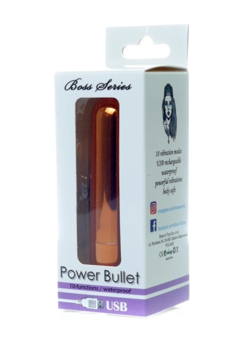 Power Bullet Mini Masażer 8 cm Rożowe Złoto 10 Trybow USB IPX7