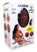 Dmuchana lalka Alecia 3D ciemnoskora, 156cm, 3 funkcje, z wibracją