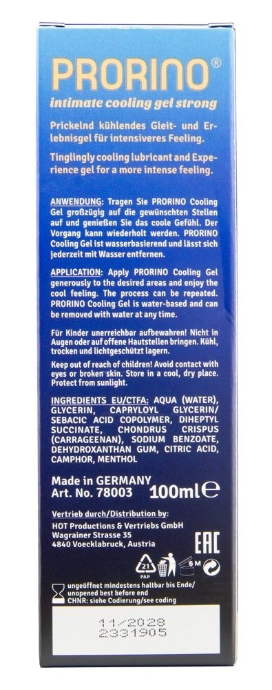 PRORINO Cooling Gel Strong 100 ml - Żel chłodzący na bazie wody