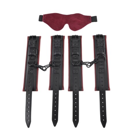 Sportsheets Under The Bed Set Czerwono-Czarny Regulowane Mankiety