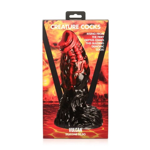 XR Brands Vulcan silikonowy model intymny z przyssawką czerwono-czarny