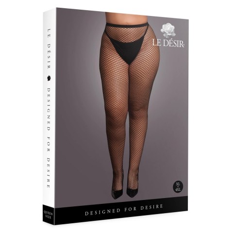 Le Desir Rajstopy siateczkowe z wysoką talią XL-4XL czarne