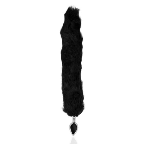 Ouch! Fox Tail Plug metalowy z puszystym ogonem, srebrny/czarny