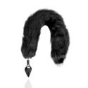 Ouch! Fox Tail Plug metalowy z puszystym ogonem, srebrny/czarny