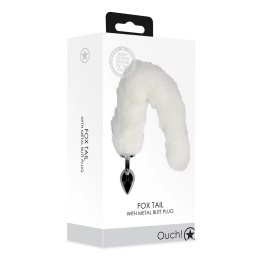 Ouch! by Shots Fox Tail Plug metalowy z puszystym ogonem srebrny