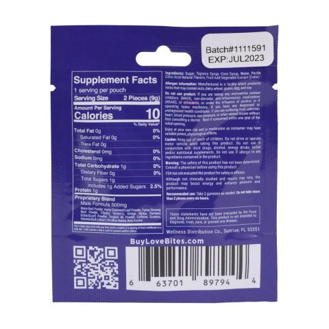 Doc Johnson Love Bites Żelki dla mężczyzn 12 sztuk 9g wsparcie witalności