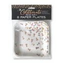 Little Genie Glitterati Talerze papierowe 7" metaliczne wzory 8 szt.