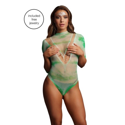 Le Desir Body siateczkowe V-neck kontrastowe S-XL czarne