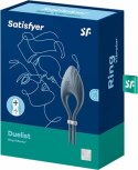 Satisfyer Duelist - Regulowany pierścień silikonowy z wibracją, czarny