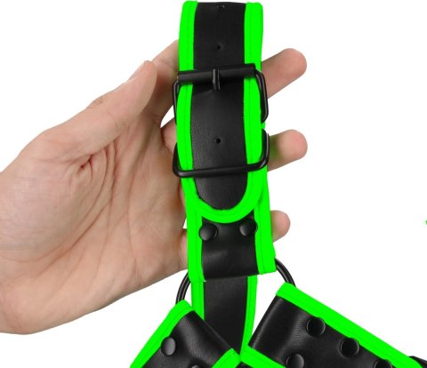 Ouch! Glow in the Dark szelki z klamrą L/XL fluorescencyjne