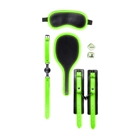 Ouch! Glow in the Dark zestaw do bondage świecący, 5 elementow
