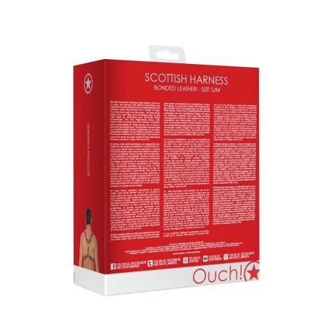 Ouch! Skorzana uprząż S/M z regulacją i stalowymi detalami