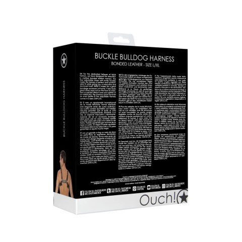 Ouch! Uprząż skorzana z klamrami regulowana L/XL czarna