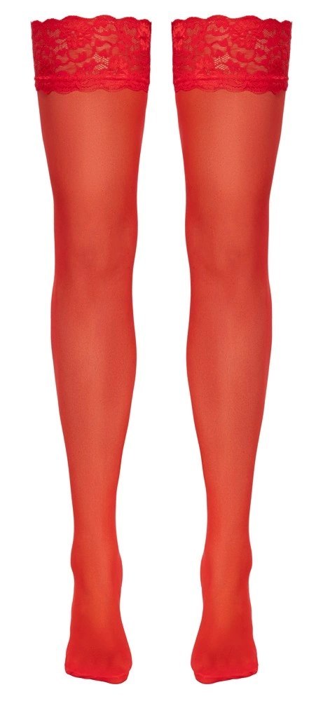Cottelli LEGWARE pończochy czerwone XL z szeroką koronką 20 den