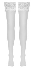 Cottelli Legware Pończochy Białe z Koronką 20 DEN Rozmiar L