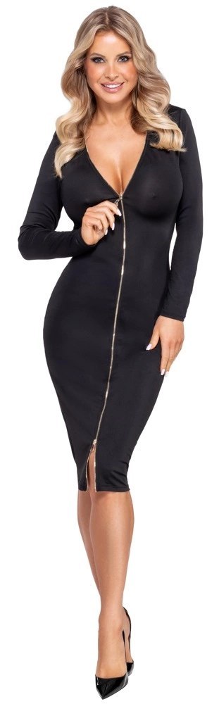 Cottelli Party Dress Zip L Czarna Sukienka z Dwukierunkowym Zamkiem