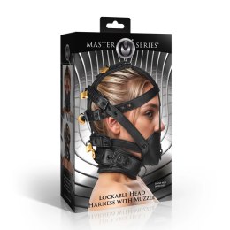 Master Series Vegan Head Gear z blokadą i kagańcem, czarny, regulowany