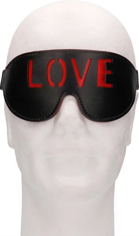 OUCH! Opaska na oczy skorzana czerwona z napisem LOVE