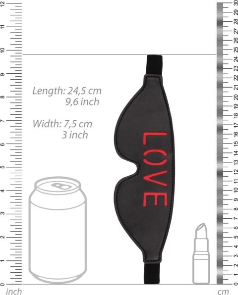 OUCH! Opaska na oczy skorzana czerwona z napisem LOVE