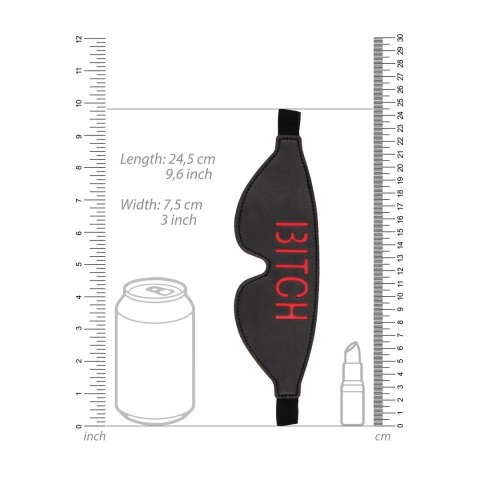 Ouch! by Shots Maska na Oczy z Czerwonym Napisem Skorzana Regulowana