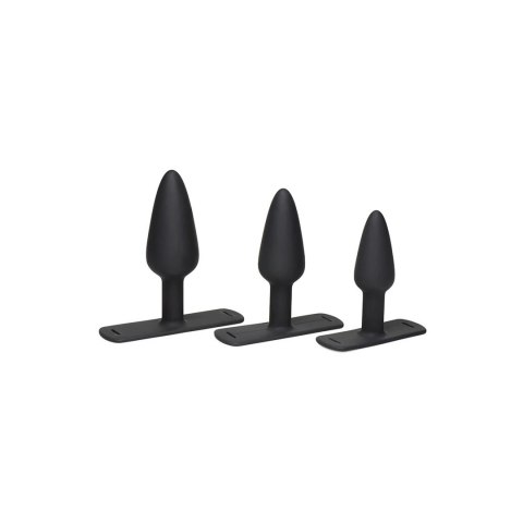 XR Brands 3-częściowy zestaw zatyczek silikonowych z uprzężą