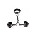 XR Brands Neck to Wrist Bondage Set, regulowany, skora PU, czarny