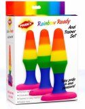 XR Brands Rainbow silikonowy zestaw trzech korkow do treningu, kolorowy