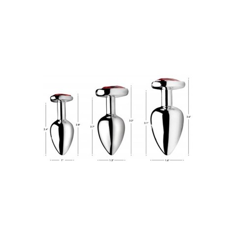 XR Brands Red Heart - zestaw trzech anatomicznych korkow aluminiowych