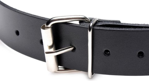 XR Brands Skorzany uchwyt na pasek do akcesoriow z przyssawką, czarny