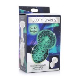 XR Brands Booty Sparks szklany korek świecący w ciemności duży zielony