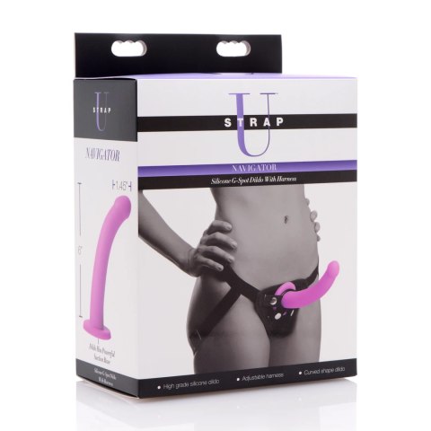 XR Brands G-Spot Purple - Zestaw silikonowy z uprzężą, 18 cm