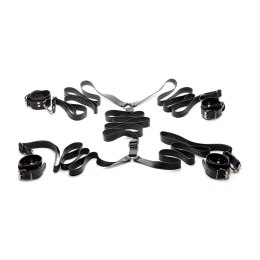 XR Brands Luksusowy Zestaw Skorzany do Przytrzymywania Łożka Czarny