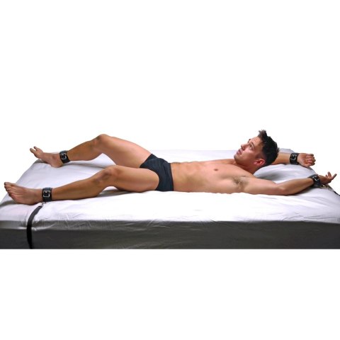 XR Brands Luksusowy Zestaw Skorzany do Przytrzymywania Łożka Czarny